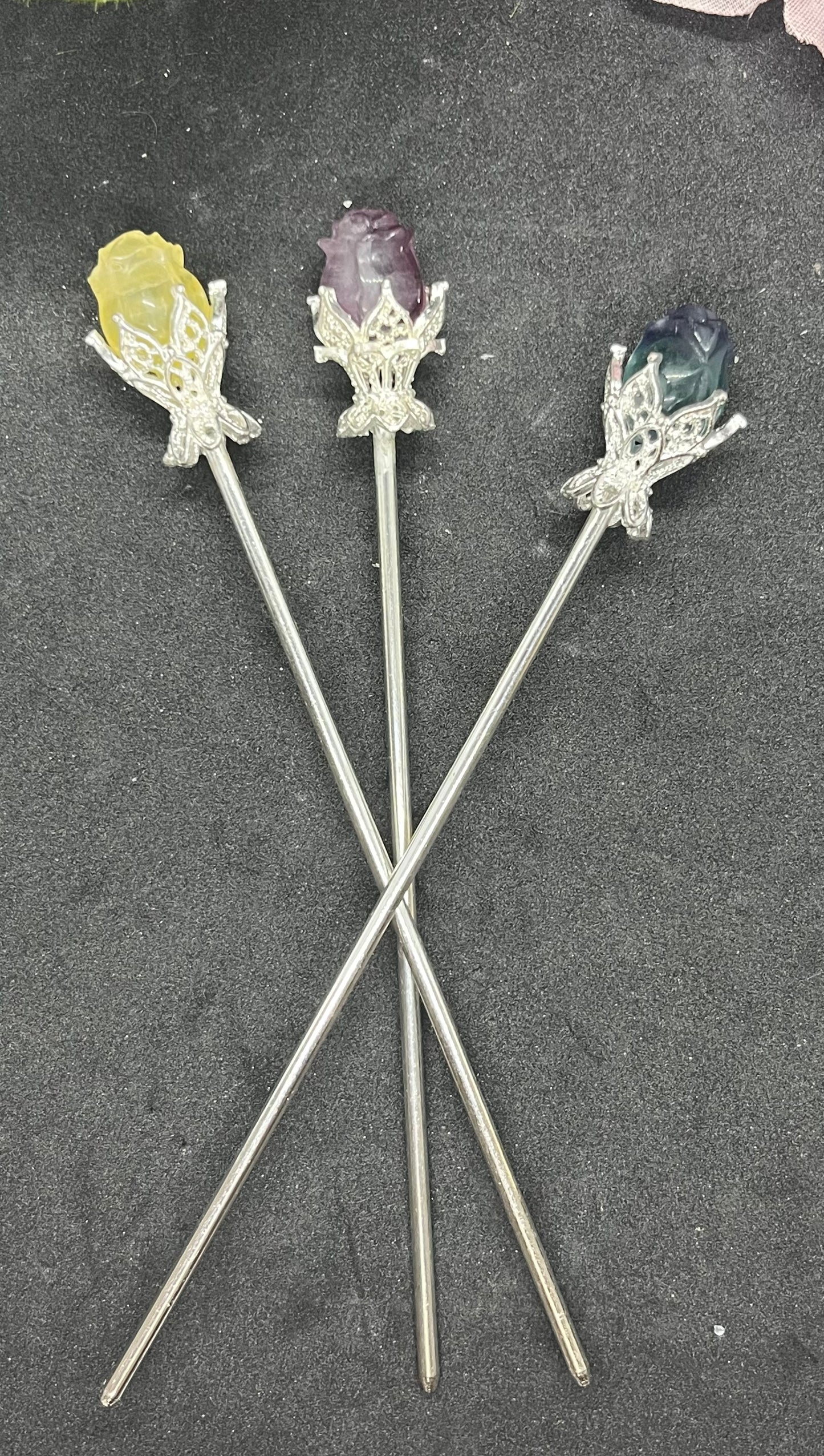Fluorite Rose Hair pins