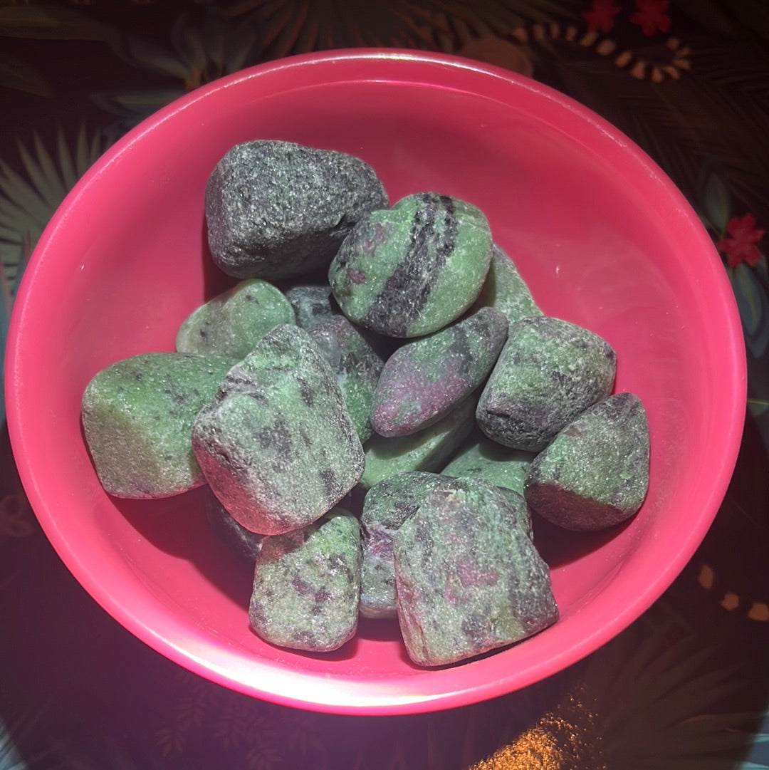 Unpolished Ruby in Zoisite tumbles