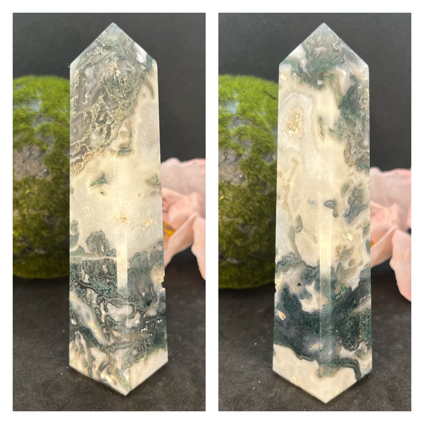 Moss Agate Obelisk