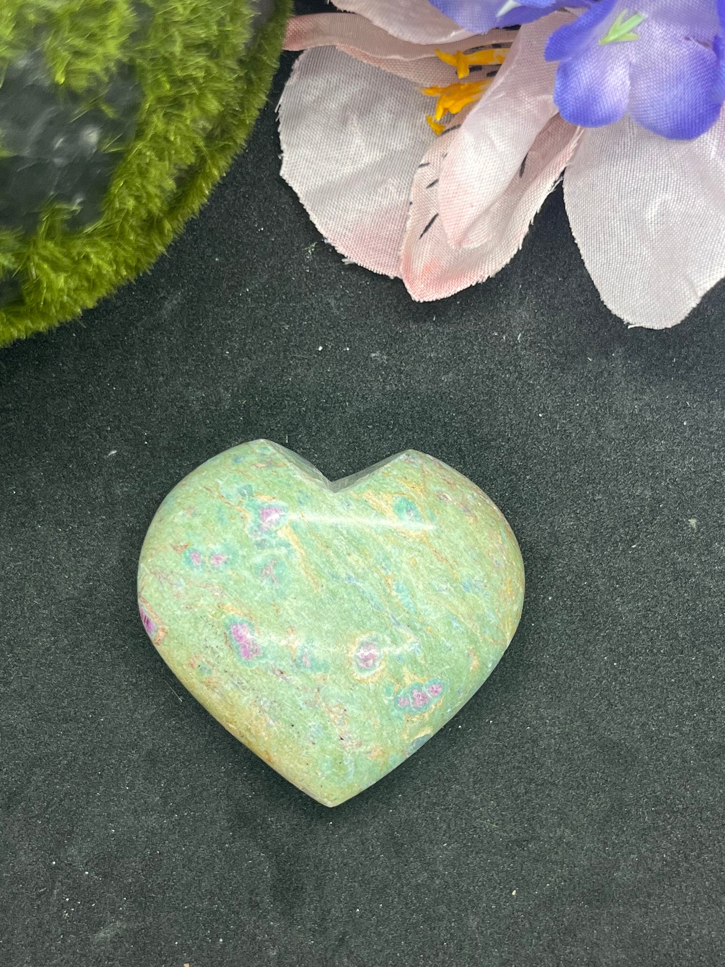 Ruby kyanite in Fuchsite Hearts
