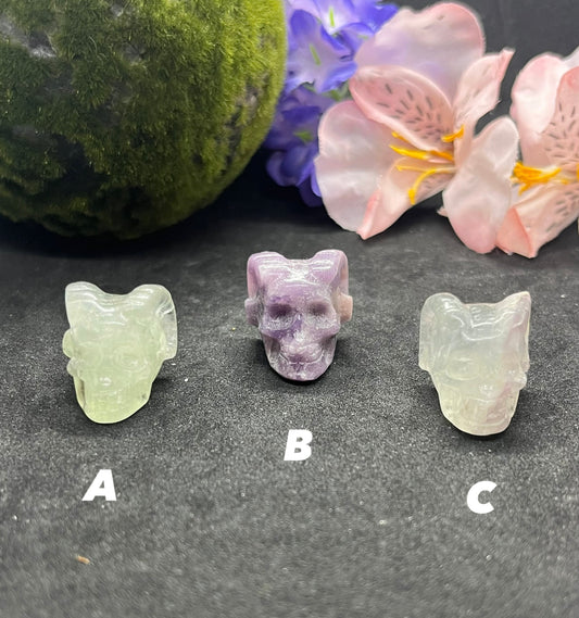 Fluorite mini skull with horns