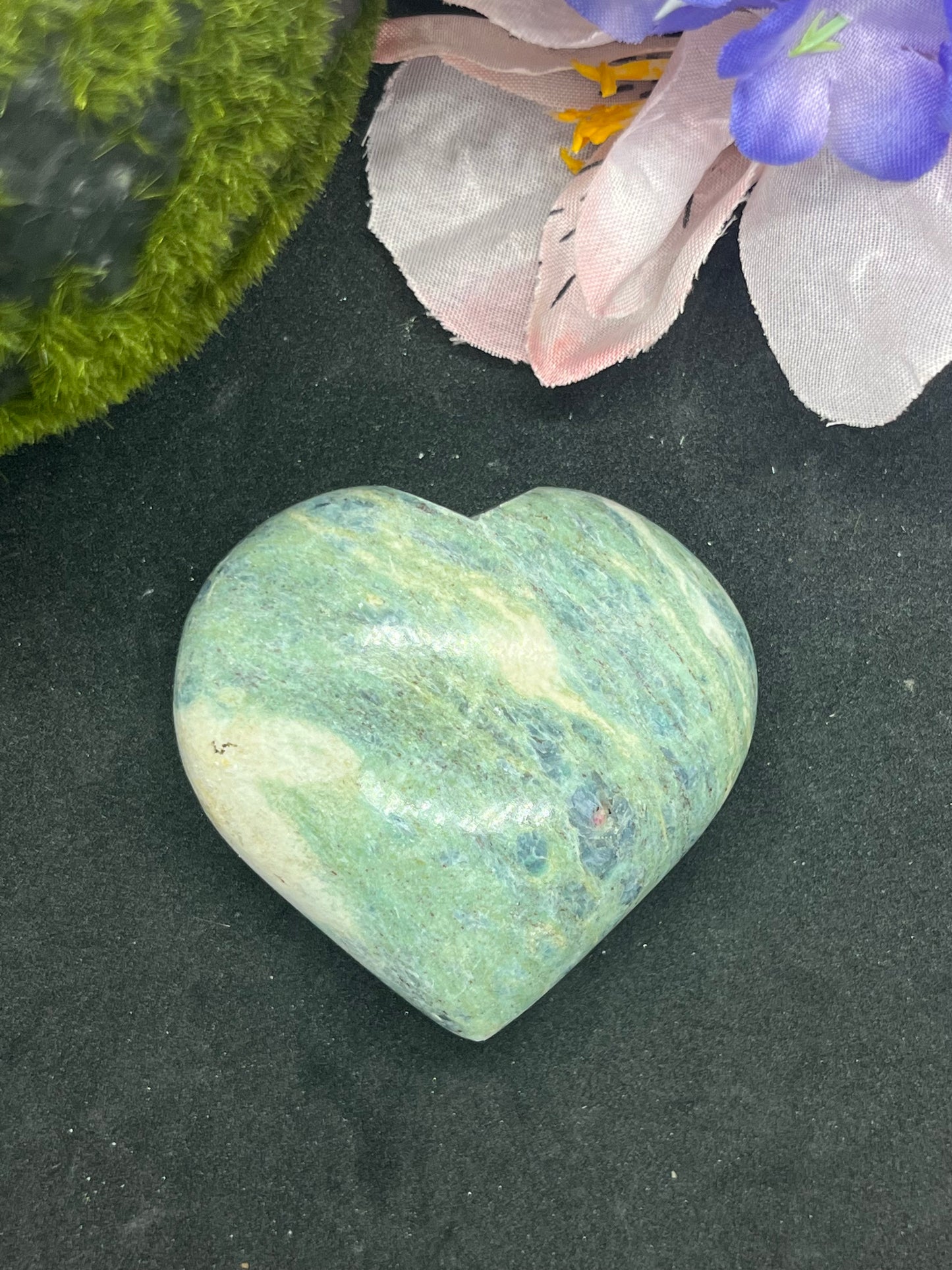 Ruby kyanite in Fuchsite Hearts