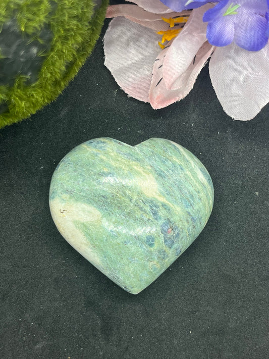 Ruby kyanite in Fuchsite Hearts