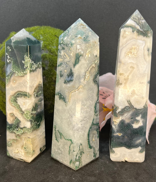 Moss Agate Obelisk