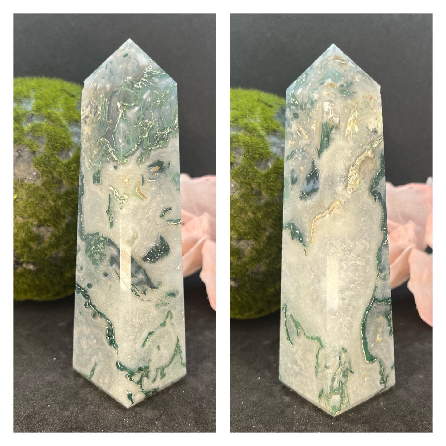 Moss Agate Obelisk